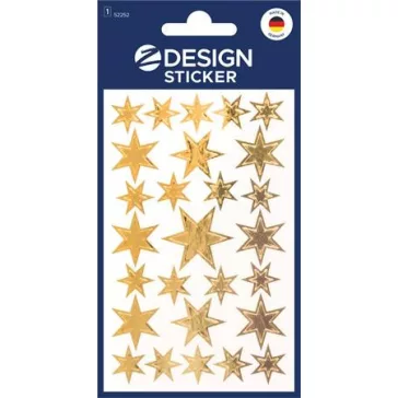   Matrica,  1 ív, 76x120 mm, AVERY ZWECKFORM, "Z-Design No.52252", arany csillagok