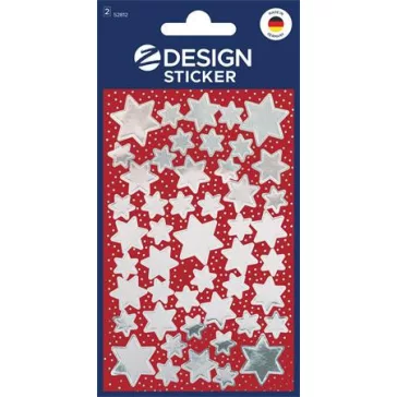   Matrica,  2 ív, 76x120 mm, AVERY ZWECKFORM, "Z-Design No.52812", ezüst csillagok
