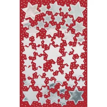   Matrica,  2 ív, 76x120 mm, AVERY ZWECKFORM, "Z-Design No.52812", ezüst csillagok