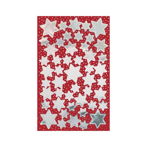 Matrica,  2 ív, 76x120 mm, AVERY ZWECKFORM, "Z-Design No.52812", ezüst csillagok