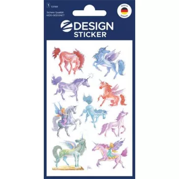   Matrica, papír, 1 ív, 76x120 mm, AVERY ZWECKFORM, "Z-Design No.53148", unikornisok