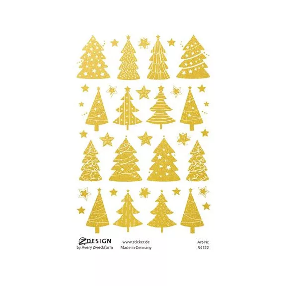 Matrica, 1 ív, 76x120 mm, AVERY ZWECKFORM, "Z-Design No.54122", karácsonyfa