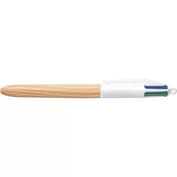   Golyóstoll, 0,32 mm, nyomógombos, négyszínű, BIC "4 Colours Wood Effect"