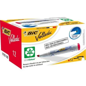   Flipchart- és táblamarker, 1,1-5,6 mm, vágott, BIC "Velleda ecolutions", piros