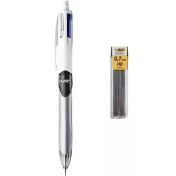  Golyóstoll, háromszínű, nyomósirónnal egyben, BIC "4 Colours" + grafitbél