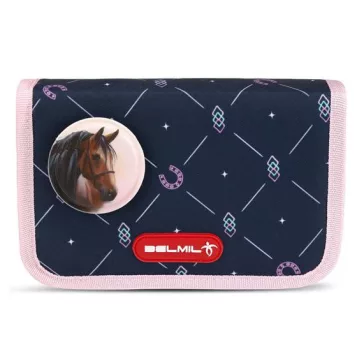   Tolltartó, klapnis, cipzáras, BELMIL "Midnight Gallop", kék, lovak