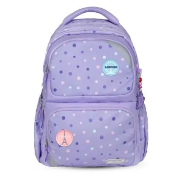   Iskolatáska, cipzáras, BELMIL "Maxi Pack Purple Dots", lila pöttyös