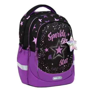   Iskolatáska, cipzáras, BELMIL "Leisure Plus Sparkle like a Star", csillagok