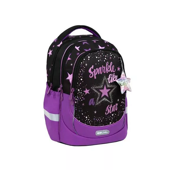 Iskolatáska, cipzáras, BELMIL "Leisure Plus Sparkle like a Star", csillagok