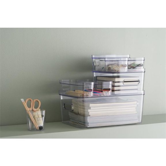 Műanyag tárolódoboz, 1,3 liter, SMARTSTORE "Compact Clear Slim", átlátszó