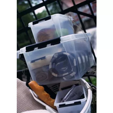   Műanyag tárolódoboz, 1 liter, fekete fogantyúkkal, SMARTSTORE "Classic 1", átlátszó