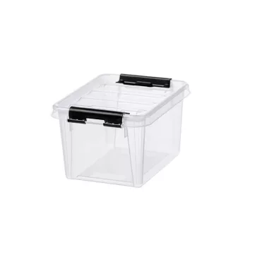   Műanyag tárolódoboz, 1,5 liter, fekete fogantyúkkal, SMARTSTORE "Classic 1,5", átlátszó