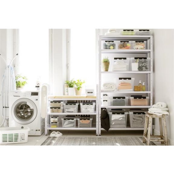 Műanyag tárolódoboz, 3,5 liter, fekete fogantyúkkal, SMARTSTORE "Classic 4", átlátszó