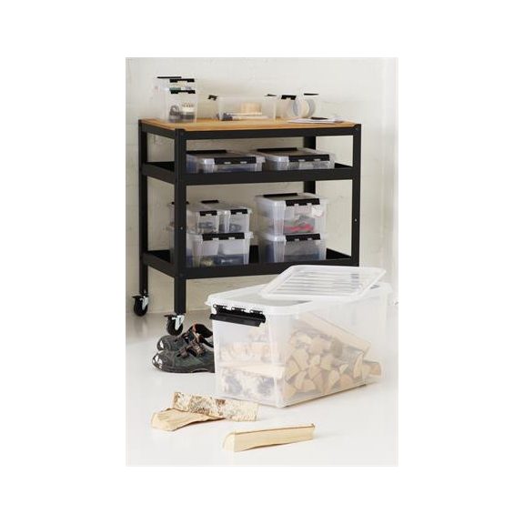 Műanyag tárolódoboz, 3,5 liter, fekete fogantyúkkal, SMARTSTORE "Classic 4", átlátszó