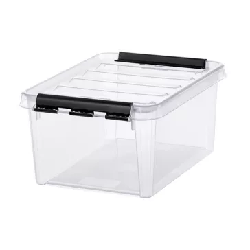   Műanyag tárolódoboz, 8 liter, fekete fogantyúkkal, SMARTSTORE "Classic 10", átlátszó