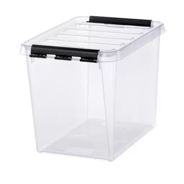   Műanyag tárolódoboz, 14 liter, fekete fogantyúkkal, SMARTSTORE "Classic 11", átlátszó
