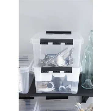   Műanyag tárolódoboz, 8 liter, fekete fogantyúkkal, SMARTSTORE "Classic 12", átlátszó