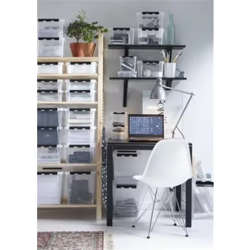   Műanyag tárolódoboz, 8 liter, fekete fogantyúkkal, SMARTSTORE "Classic 12", átlátszó