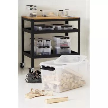   Műanyag tárolódoboz, 14 liter, fekete fogantyúkkal, SMARTSTORE "Classic 15", átlátszó