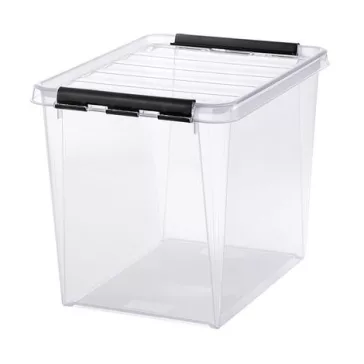   Műanyag tárolódoboz, 25 liter, fekete fogantyúkkal, SMARTSTORE "Classic 16", átlátszó
