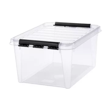   Műanyag tárolódoboz, 32 liter, fekete fogantyúkkal, SMARTSTORE "Classic 31", átlátszó