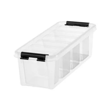   Műanyag tárolódoboz, fekete fogantyúkkal, 4 rekeszes, SMARTSTORE "Classic 4", átlátszó