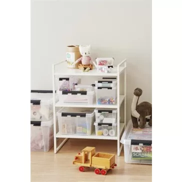   Műanyag tárolódoboz, fekete fogantyúkkal, 6 rekeszes, SMARTSTORE "Classic 15", átlátszó