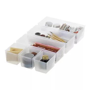   Műanyag tárolódoboz, fekete fogantyúkkal, 7 rekeszes, SMARTSTORE "Classic 15", átlátszó