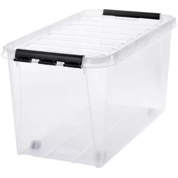   Műanyag tárolódoboz, 70 liter, fekete fogantyúkkal, SMARTSTORE "Classic 70", átlátszó
