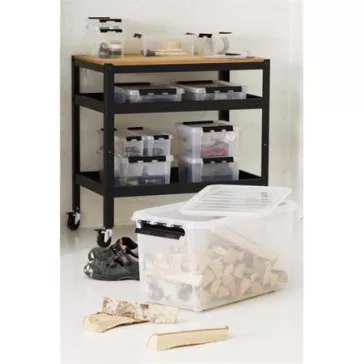   Műanyag tárolódoboz, 70 liter, fekete fogantyúkkal, SMARTSTORE "Classic 70", átlátszó