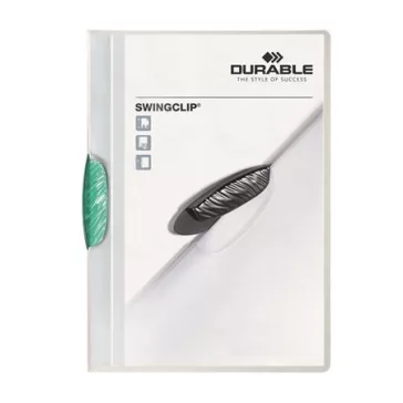   Gyorsfűző, klipes, A4, DURABLE "Swingclip® 30", sötétzöld