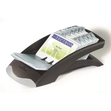   Névjegykártyatartó, műanyag, 200 db-os, A-Z regiszterrel, fekvő, DURABLE, "VISIFIX®", fekete