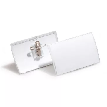   Névkitűző, csíptetővel és tűvel, PP, 40x75 mm, DURABLE "CLICK FOLD"