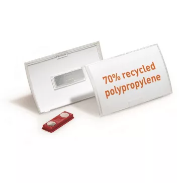   Névkitűző, mágneses, 54x90 mm, DURABLE "CLICK FOLD", áttetsző
