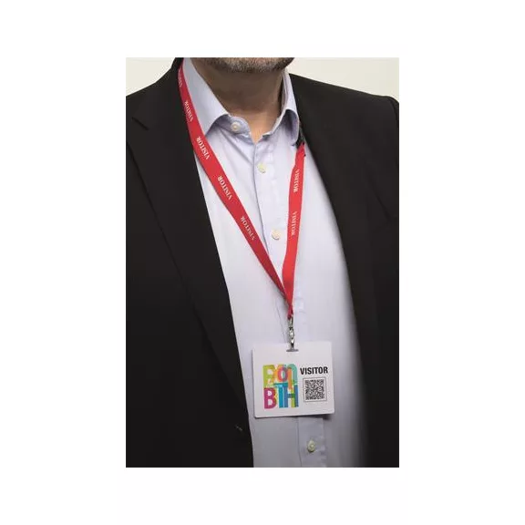 Névkitűző, Euro kivágás, 97x86 mm, DURABLE "VISITOR BADGE", fehér