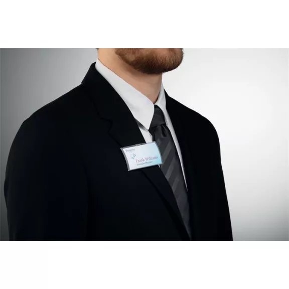 Névkitűző, mágnessel, elfordulásgátlóval, 75x40 mm, DURABLE "CLICK FOLD"