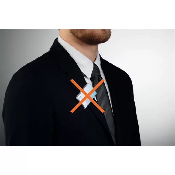 Névkitűző, mágnessel, elfordulásgátlóval, 75x40 mm, DURABLE "CLICK FOLD"