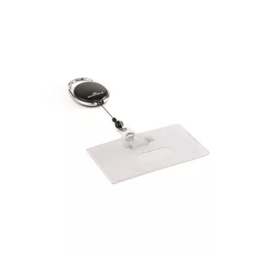   Azonosítókártya-tartó, kihúzható, karabineres, DURABLE "Style", fekete