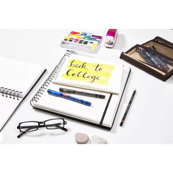 Tűfilc szett, 0,05/0,1/0,2/ 0,3/0,5/0,8 mm, DERWENT "Line Marker", fekete