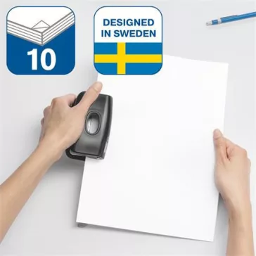   Lyukasztó, kétlyukú, 10 lap, RAPID "FC10 Fashion", fekete