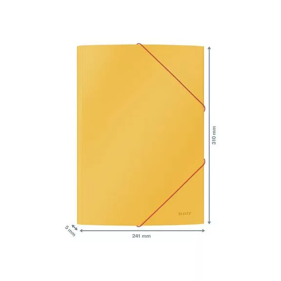 Gumis mappa, 15 mm, karton, A4, LEITZ "Cosy", melegsárga