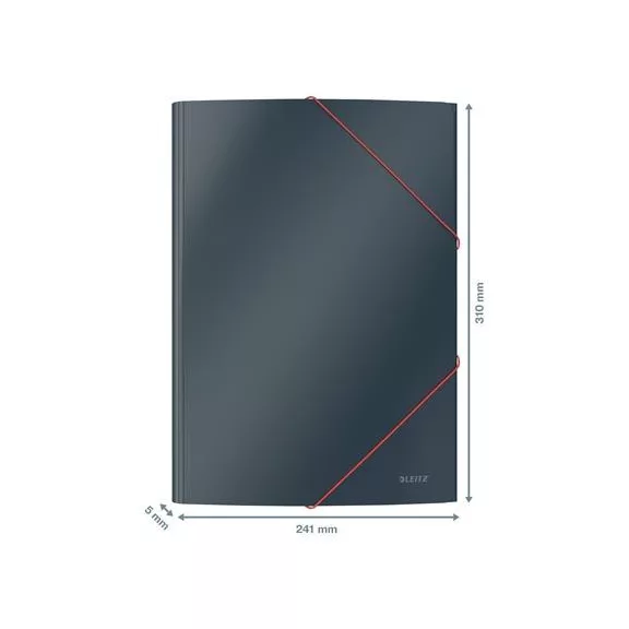 Gumis mappa, 15 mm, karton, A4, LEITZ "Cosy", bársonyszürke
