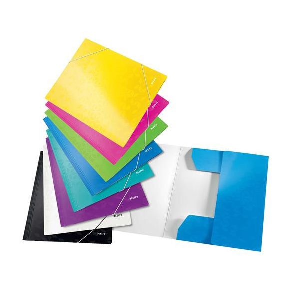 Gumis mappa, 15 mm, karton, A4, LEITZ "Wow", sárga