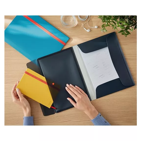 Gumis mappa, extra tasakkal, PP, A4, LEITZ "Cosy", bársonyszürke