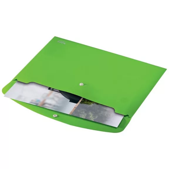 Irattartó tasak, A4, PP, patentos, LEITZ "Recycle", zöld