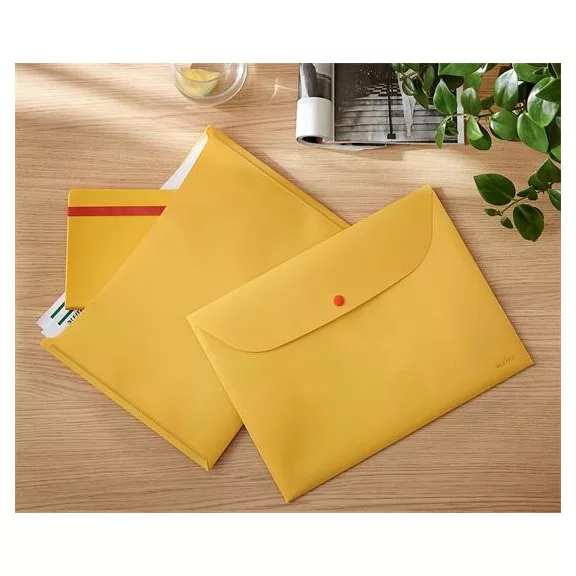 Irattartó tasak, 2 zsebes, A4, PP, pantentos, LEITZ "Cosy", melegsárga