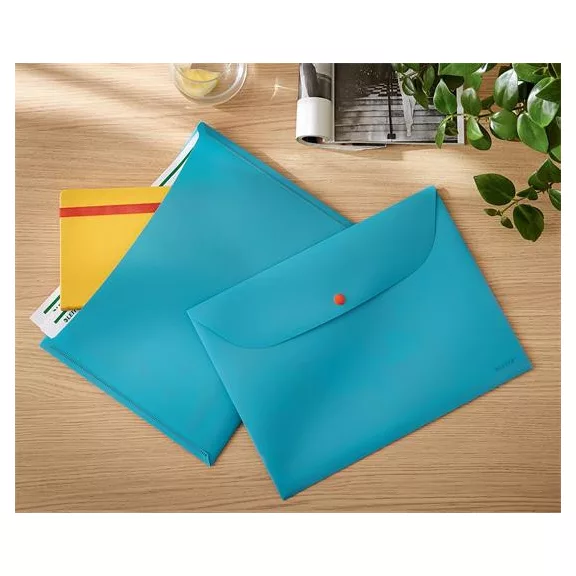 Irattartó tasak, 2 zsebes, A4, PP, pantentos, LEITZ "Cosy", nyugodtkék