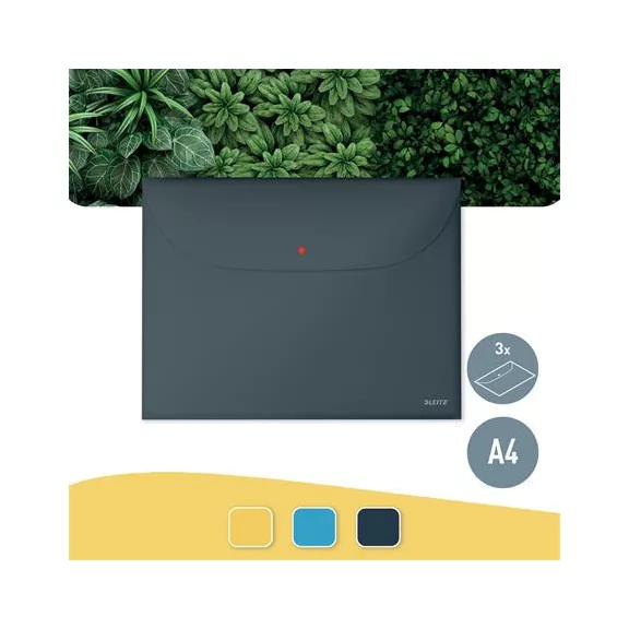 Irattartó tasak, 2 zsebes, A4, PP, pantentos, LEITZ "Cosy", bársonyszürke