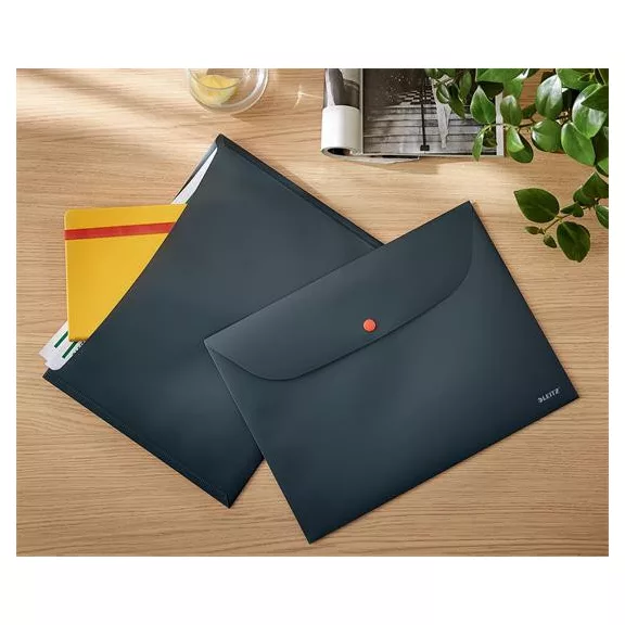 Irattartó tasak, 2 zsebes, A4, PP, pantentos, LEITZ "Cosy", bársonyszürke