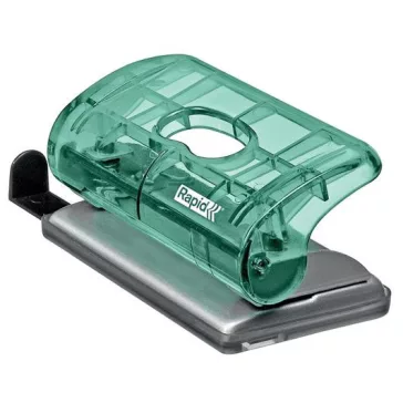   Lyukasztó, mini, kétlyukú, 10 lap, RAPID, "Colour'Breeze", zöld